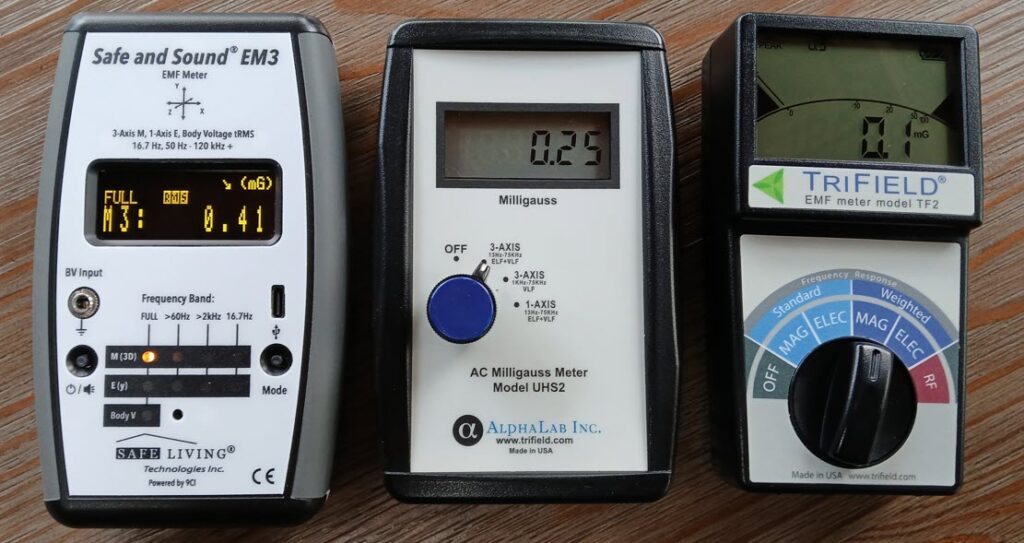 EMF Meter Magnetic Field Comparison EM3 TriField TF2